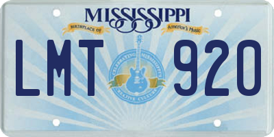 MS license plate LMT920