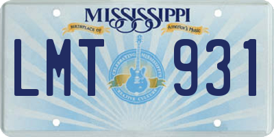 MS license plate LMT931