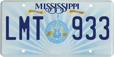 MS license plate LMT933