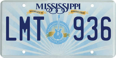 MS license plate LMT936