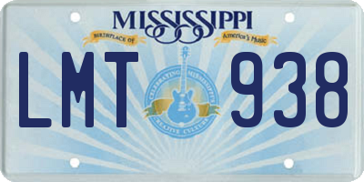 MS license plate LMT938