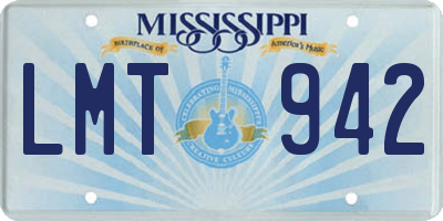 MS license plate LMT942