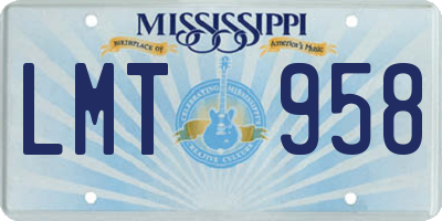 MS license plate LMT958