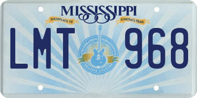 MS license plate LMT968