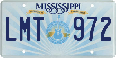 MS license plate LMT972