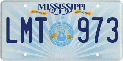 MS license plate LMT973