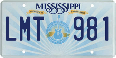 MS license plate LMT981