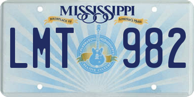 MS license plate LMT982