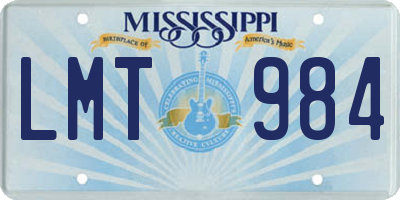 MS license plate LMT984
