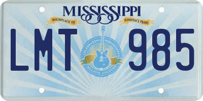 MS license plate LMT985