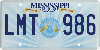 MS license plate LMT986