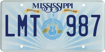 MS license plate LMT987