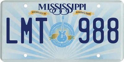 MS license plate LMT988