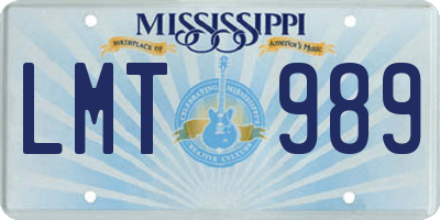 MS license plate LMT989