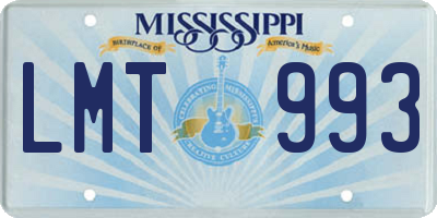 MS license plate LMT993