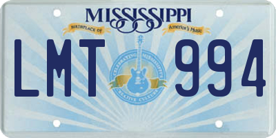 MS license plate LMT994