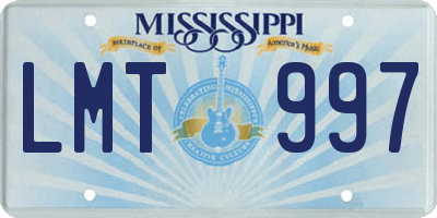 MS license plate LMT997