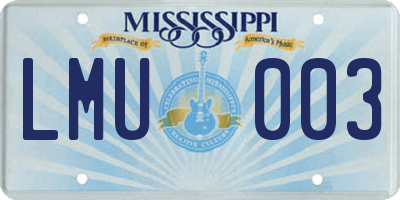 MS license plate LMU003