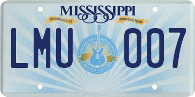 MS license plate LMU007