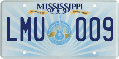 MS license plate LMU009