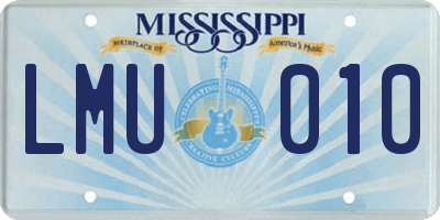 MS license plate LMU010