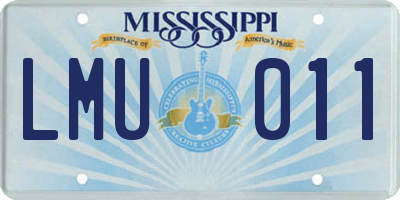 MS license plate LMU011