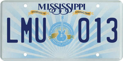 MS license plate LMU013