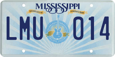 MS license plate LMU014