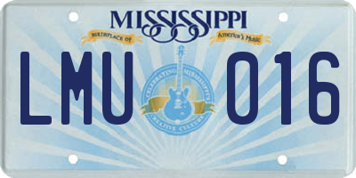 MS license plate LMU016