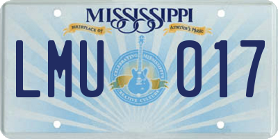 MS license plate LMU017