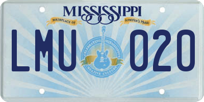 MS license plate LMU020