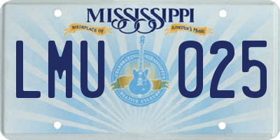 MS license plate LMU025