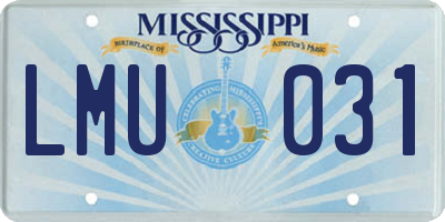 MS license plate LMU031