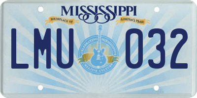 MS license plate LMU032