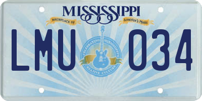 MS license plate LMU034