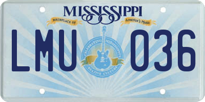 MS license plate LMU036