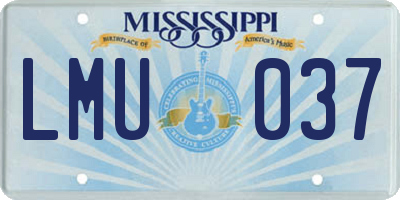 MS license plate LMU037