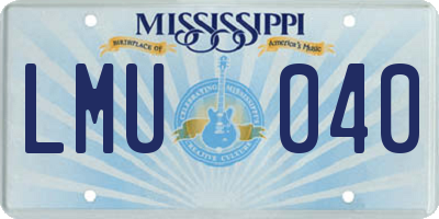 MS license plate LMU040