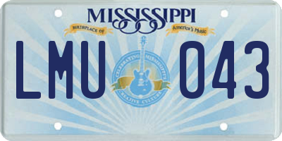 MS license plate LMU043