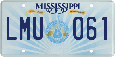 MS license plate LMU061