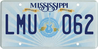 MS license plate LMU062