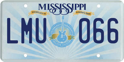 MS license plate LMU066