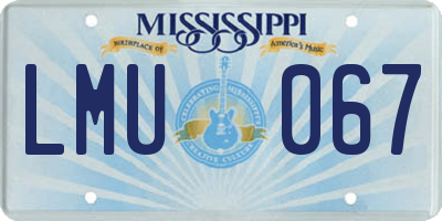 MS license plate LMU067