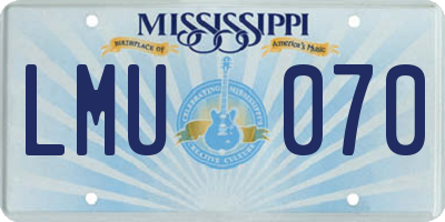 MS license plate LMU070
