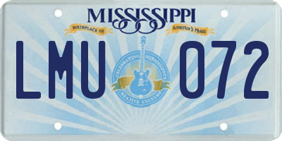 MS license plate LMU072