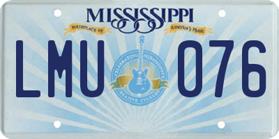 MS license plate LMU076