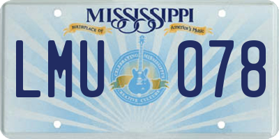 MS license plate LMU078
