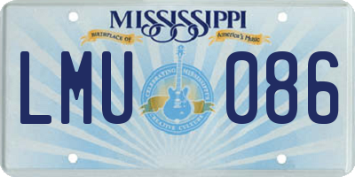 MS license plate LMU086