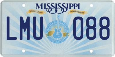 MS license plate LMU088