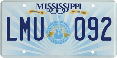 MS license plate LMU092